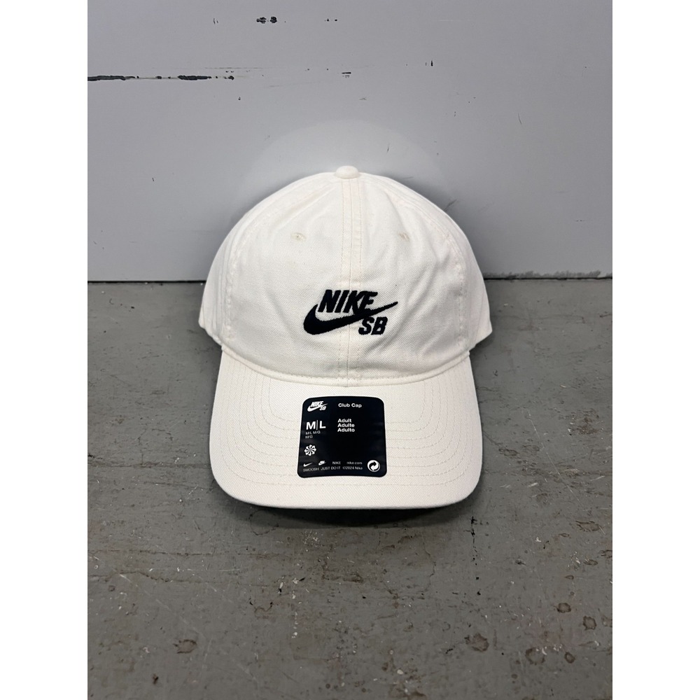 Nike SB Club Cap Adult White Logo Sports Adjustable Back Strap Hat‎ - M/L NWT